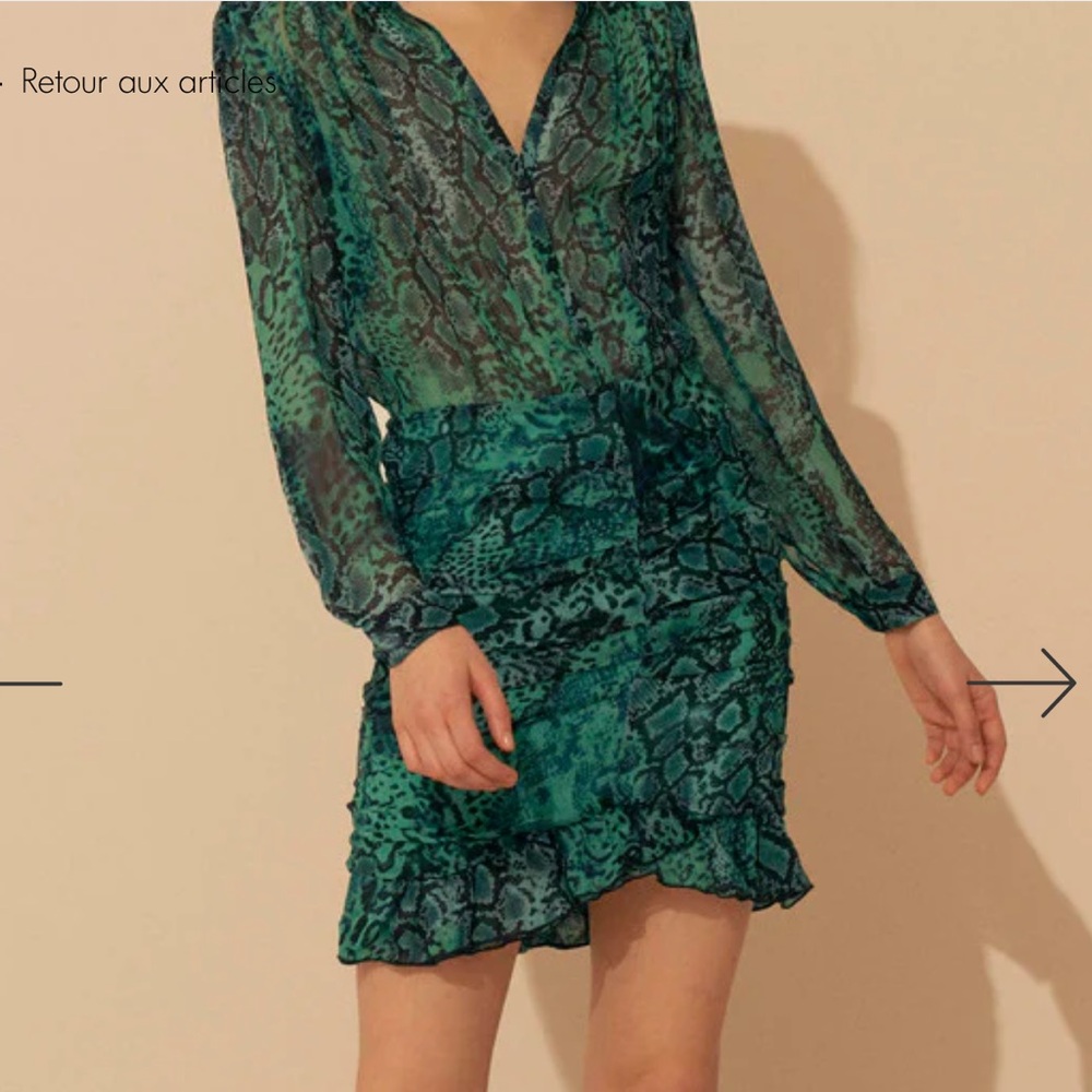 ba&sh Green Sequin Wrap Mini Dress SZ 0